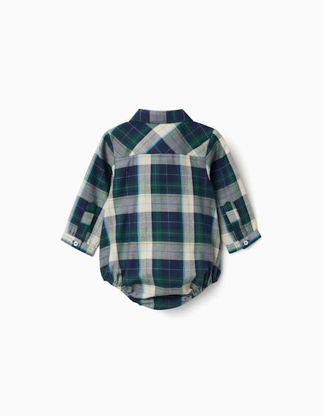 Body-chemise en coton à carreaux b&s Bleu foncé 2 - vertbaudet enfant 