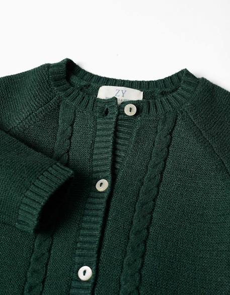 Cardigan en maille avec détails torsadés b&s Vert foncé 3 - vertbaudet enfant 