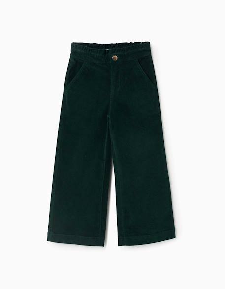 Pantalon en velours côtelé avec taille paperbag à volants Rose+Vert foncé 4 - vertbaudet enfant 