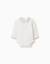 Body polo en coton à manches longues à rayures Blanc 1 - vertbaudet enfant 