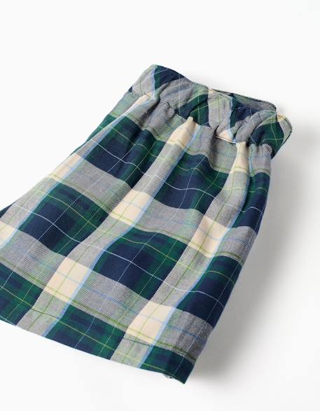 Jupe-short en coton à carreaux b&s Bleu foncé 4 - vertbaudet enfant 