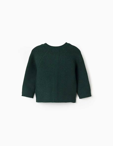 Cardigan en maille avec détails torsadés b&s Vert foncé 2 - vertbaudet enfant 