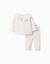 Ensemble pull en maille avec volants + pantalon Blanc 1 - vertbaudet enfant 