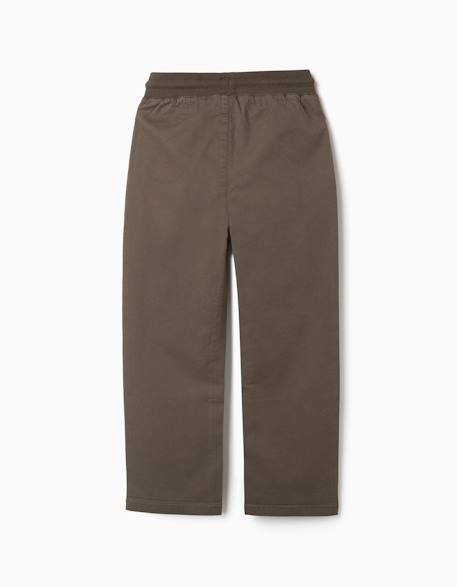 Pantalon en sergé à coupe droite avec cordon de serrage Bleu foncé+Vert foncé 5 - vertbaudet enfant 