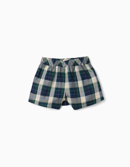 Jupe-short en coton à carreaux b&s Bleu foncé 2 - vertbaudet enfant 