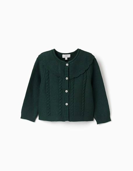 Cardigan en maille avec détails torsadés b&s Vert foncé 1 - vertbaudet enfant 
