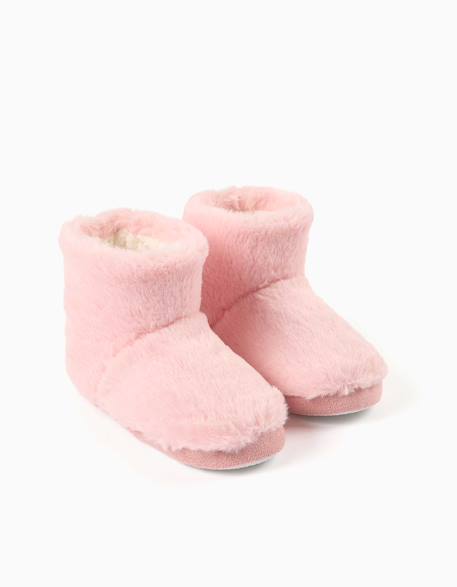 Chaussons montants en sherpa avec semelle antidérapante Rose clair 2 - vertbaudet enfant 