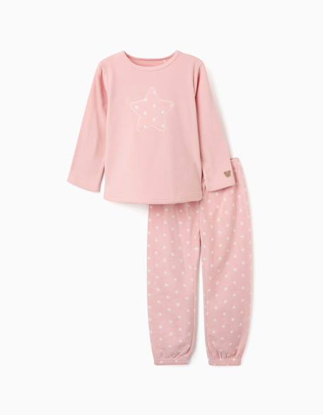 Pyjama en polaire avec étoiles brodées Rose clair 1 - vertbaudet enfant 