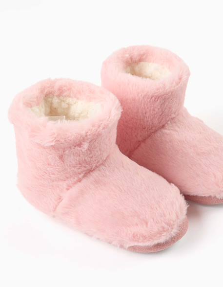 Chaussons montants en sherpa avec semelle antidérapante Rose clair 4 - vertbaudet enfant 