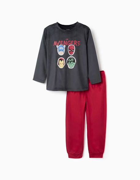 Pyjama en velours avec imprimé avengers Gris foncé 1 - vertbaudet enfant 