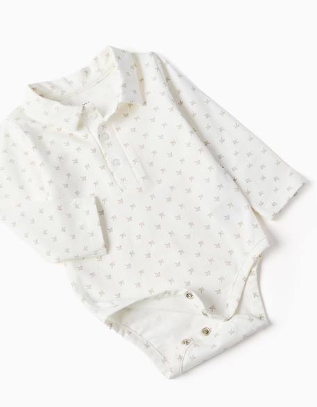 Body polo à manches longues + barboteuse en velours Beige clair 3 - vertbaudet enfant 