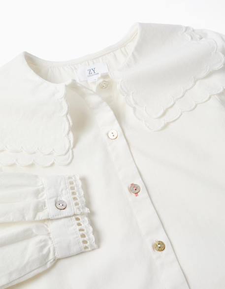 Chemise en coton à manches longues et col carré b&s Blanc 3 - vertbaudet enfant 
