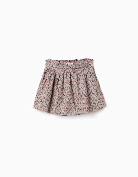 Jupe-short en velours côtelé avec motif floral Beige clair 1 - vertbaudet enfant 