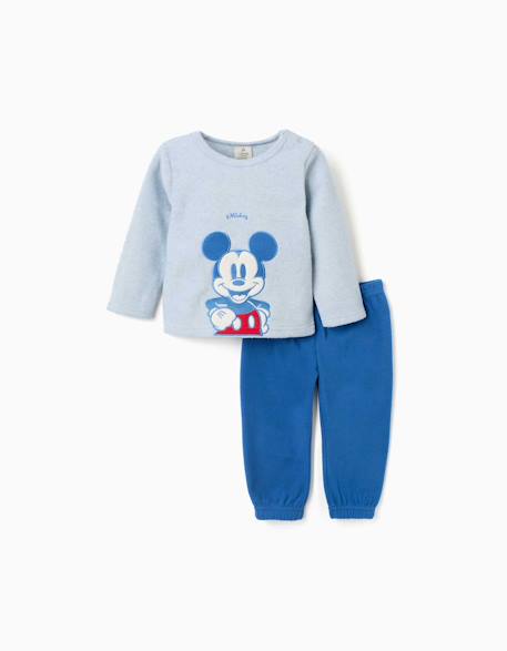 Pyjama en polaire avec broderie mickey Gris clair 1 - vertbaudet enfant 
