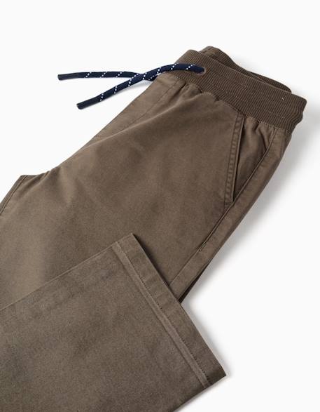 Pantalon en sergé à coupe droite avec cordon de serrage Bleu foncé+Vert foncé 6 - vertbaudet enfant 