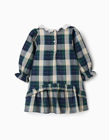 Robe en coton à carreaux avec volants b&s Bleu foncé 2 - vertbaudet enfant 