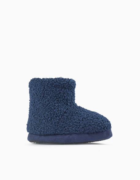 Chaussons montants en sherpa avec semelle antidérapante Bleu foncé 1 - vertbaudet enfant 