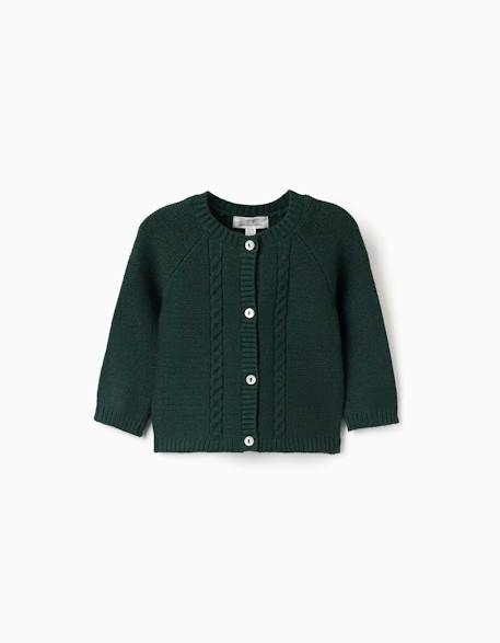 Cardigan en maille avec détails torsadés b&s Vert foncé 1 - vertbaudet enfant 