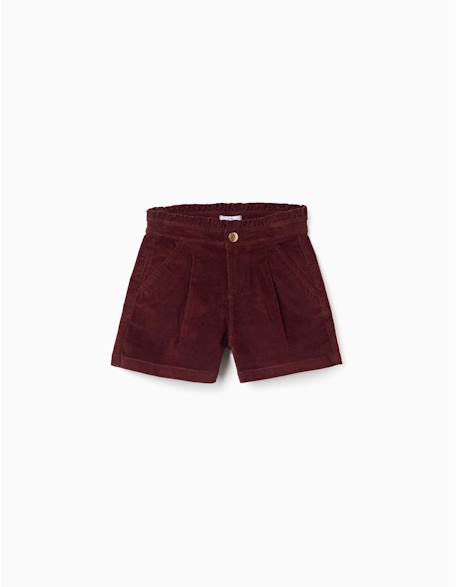 Short en velours côtelé avec taille paperbag à volants Beige clair+Marrón 4 - vertbaudet enfant 