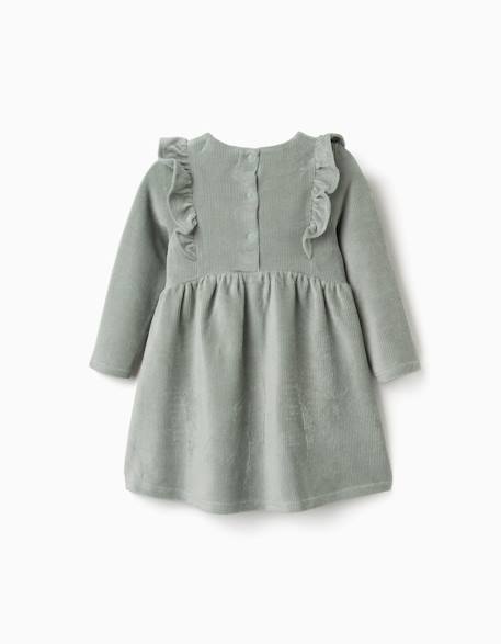 Robe en velours côtelé à manches longues avec volants Vert 2 - vertbaudet enfant 