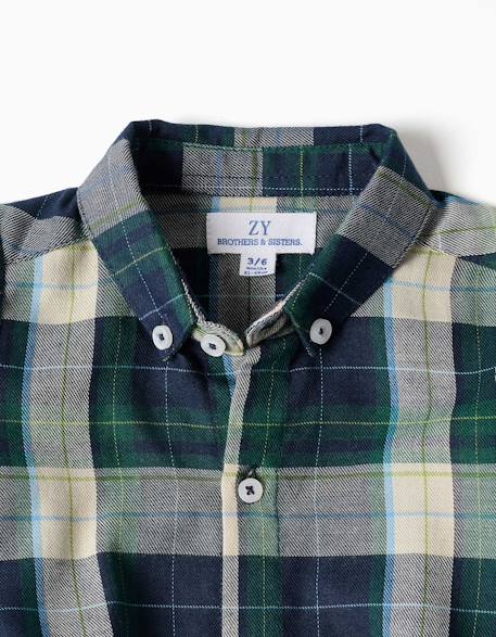 Body-chemise en coton à carreaux b&s Bleu foncé 3 - vertbaudet enfant 