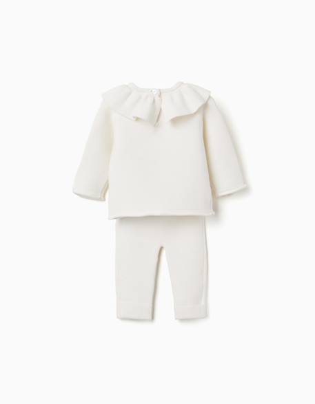 Ensemble pull en maille avec volants + pantalon Blanc 2 - vertbaudet enfant 