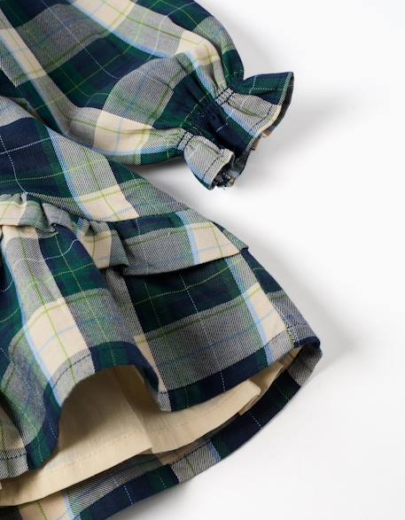 Robe en coton à carreaux avec volants b&s Bleu foncé 4 - vertbaudet enfant 