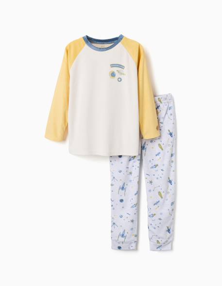 Pyjama en velours avec motif espace Jaune clair 1 - vertbaudet enfant 
