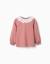 T-shirt à manches longues avec col en broderie anglaise Blanc+Rose 4 - vertbaudet enfant 