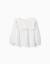 Blouse en coton à manches longues avec volants et broderie Blanc 1 - vertbaudet enfant 
