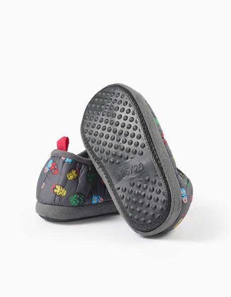 Chaussons matelassés avec imprimé avengers et doublure en sherpa Gris foncé 3 - vertbaudet enfant 