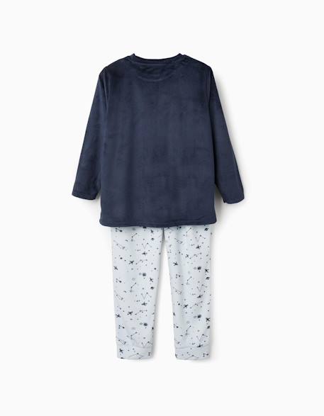Pyjama en velours avec imprimé espace qui brille dans le noir Bleu foncé 2 - vertbaudet enfant 