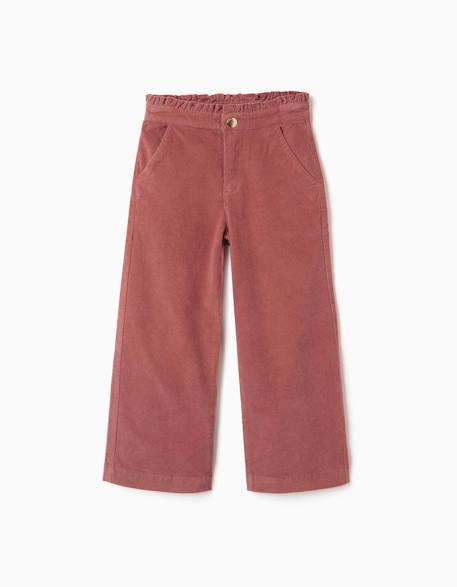 Pantalon en velours côtelé avec taille paperbag à volants Rose+Vert foncé 1 - vertbaudet enfant 