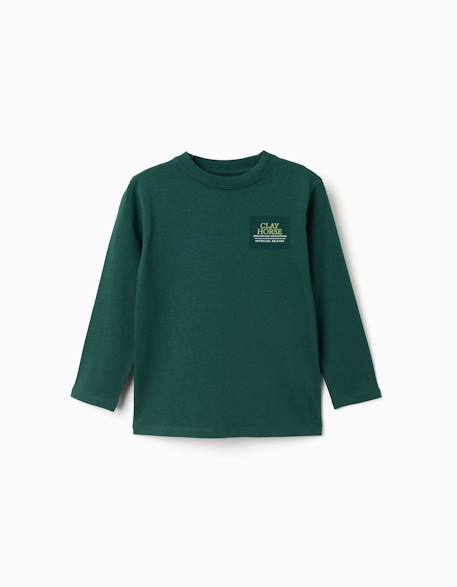 T-shirt en coton à manches longues avec imprimé clay horse Vert foncé 1 - vertbaudet enfant 