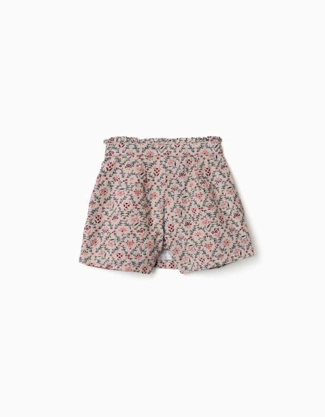Jupe-short en velours côtelé avec motif floral Beige clair 2 - vertbaudet enfant 