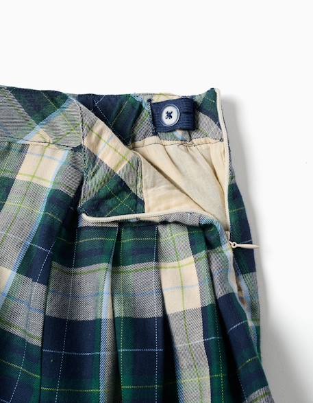 Jupe-short en coton à carreaux b&s Bleu foncé 3 - vertbaudet enfant 