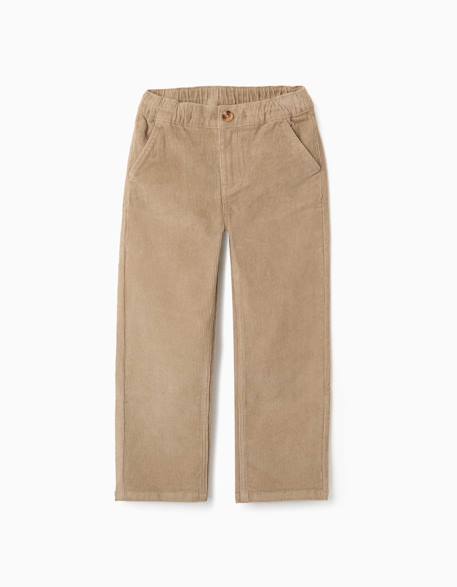 Pantalon chino à coupe droite en velours côtelé Beige 1 - vertbaudet enfant 