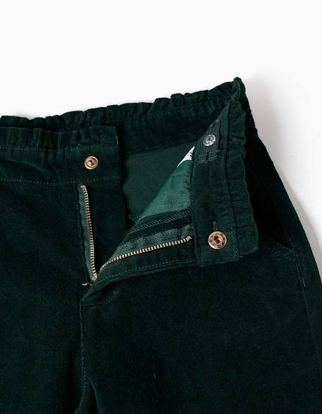Pantalon en velours côtelé avec taille paperbag à volants Rose+Vert foncé 6 - vertbaudet enfant 