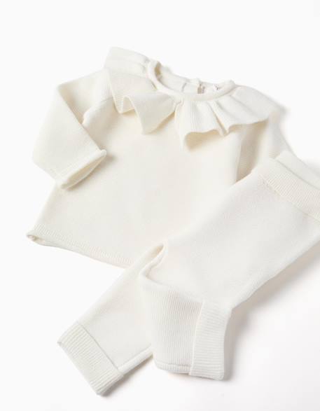 Ensemble pull en maille avec volants + pantalon Blanc 4 - vertbaudet enfant 