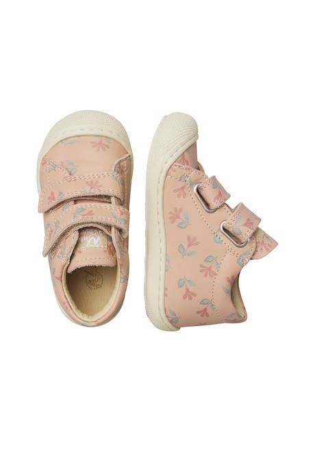Chaussures premiers pas bébé fille en cuir cocoon à scratch Rose poudré-blanc 4 - vertbaudet enfant 