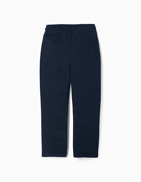 Pantalon en sergé à coupe droite avec cordon de serrage Bleu foncé+Vert foncé 2 - vertbaudet enfant 