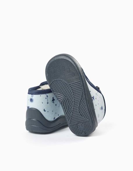 Chaussons en velours avec motif espace Bleu clair 3 - vertbaudet enfant 