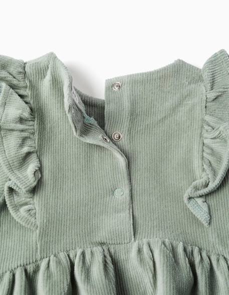 Robe en velours côtelé à manches longues avec volants Vert 4 - vertbaudet enfant 