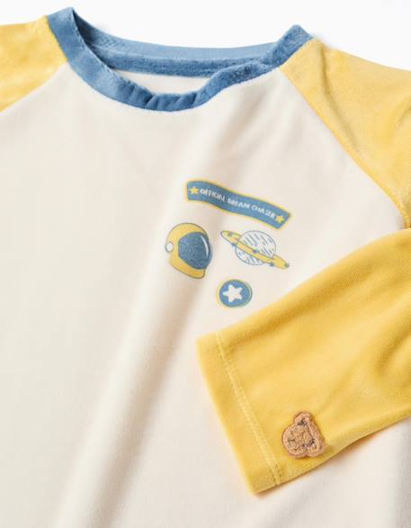 Pyjama en velours avec motif espace Jaune clair 3 - vertbaudet enfant 