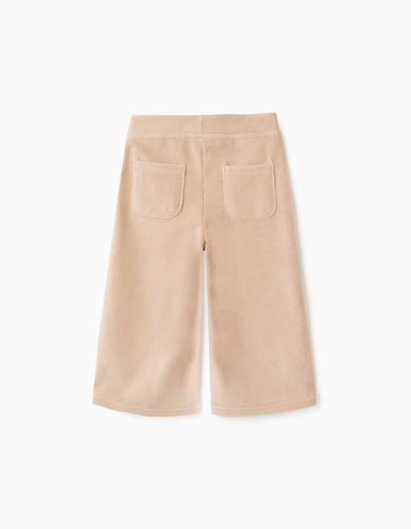 Pantalon à jambe large en velours côtelé avec taille élastique Beige clair 2 - vertbaudet enfant 