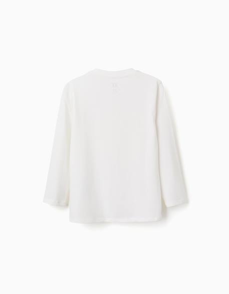 T-shirt en coton à manches longues avec imprimé studio Blanc 2 - vertbaudet enfant 