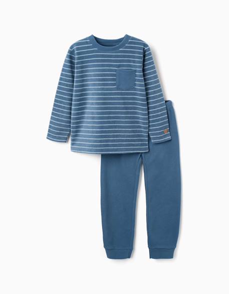 Pyjama en polaire à rayures Bleu 1 - vertbaudet enfant 