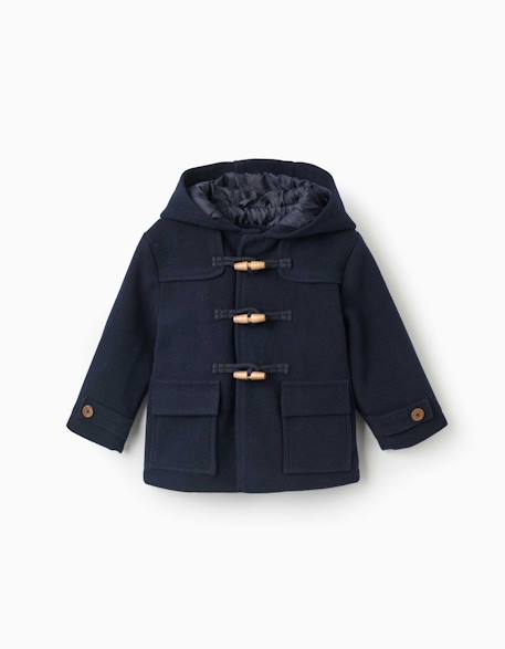 Manteau à effet laine avec poches b&s Bleu foncé 1 - vertbaudet enfant 