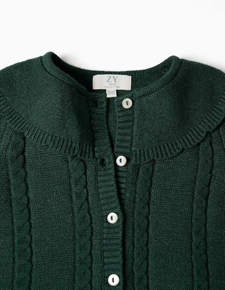 Cardigan en maille avec détails torsadés b&s Vert foncé 3 - vertbaudet enfant 