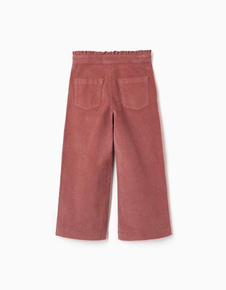 Pantalon en velours côtelé avec taille paperbag à volants Rose+Vert foncé 2 - vertbaudet enfant 